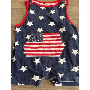 Exist Kids American Flag Star Romper Navy Blue Red 24M Patriotic One Piece‎